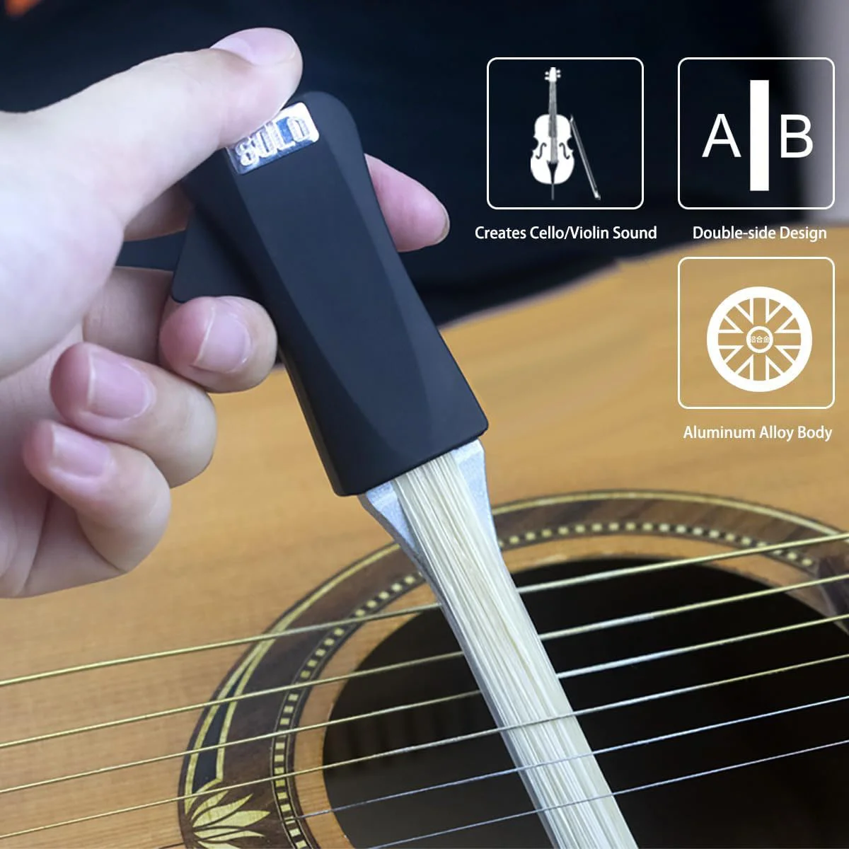 

AC22 SOLO Гитарный смычок Портативный двухсторонний дизайн Многоцелевой гитарный смычок для бас-банджо Скрипка Музыкальный инструмент