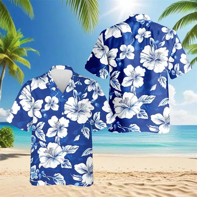 

Hawaiian Shirt Tropical Plant Print Short Sleeve Aloha Shirts For Men Cuban Style Summer Oversized Casual New Men Women Shirts