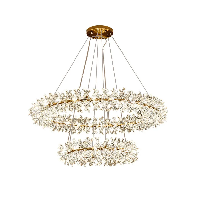 

Nordic light luxury personalized wreath crystal chandelier, modern simple villa exhibition hall bedroom light