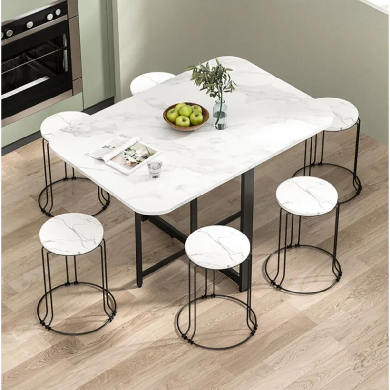 Home Folding Dining Table  Small-sized Apartment Homestay Rental House Multifunctional Convenient Storage Movable Dining Table