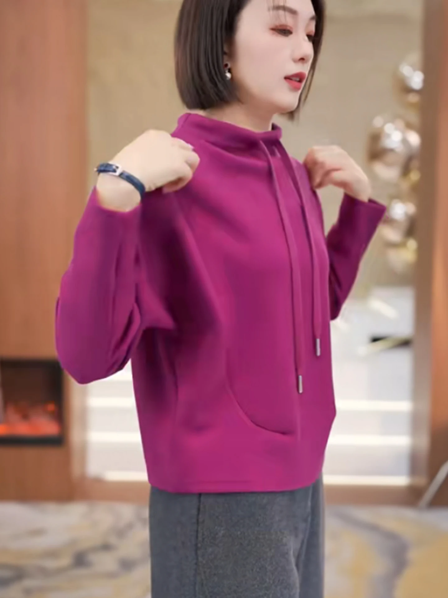 

Женский базовый свитшот с длинным рукавом: модный, удобный, повседневный, однотонный, осенний, из трикотажа