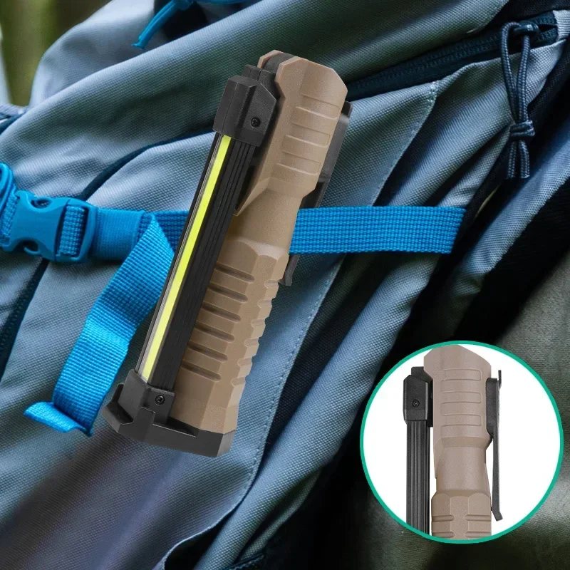 Portable Fold LED COB Flashlight Strong Magnet Emergency Working Light Type C Rechargeable Camping Lantern Car Repair Lamp