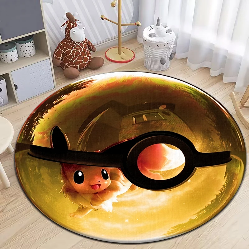 Pokemon Pikachu Cartoon niedlich bedruckten runden Teppich, Schlafzimmer, Wohnzimmer, Tür matte, Picknick, Anime, Raum dekoration, Teppich, Anime