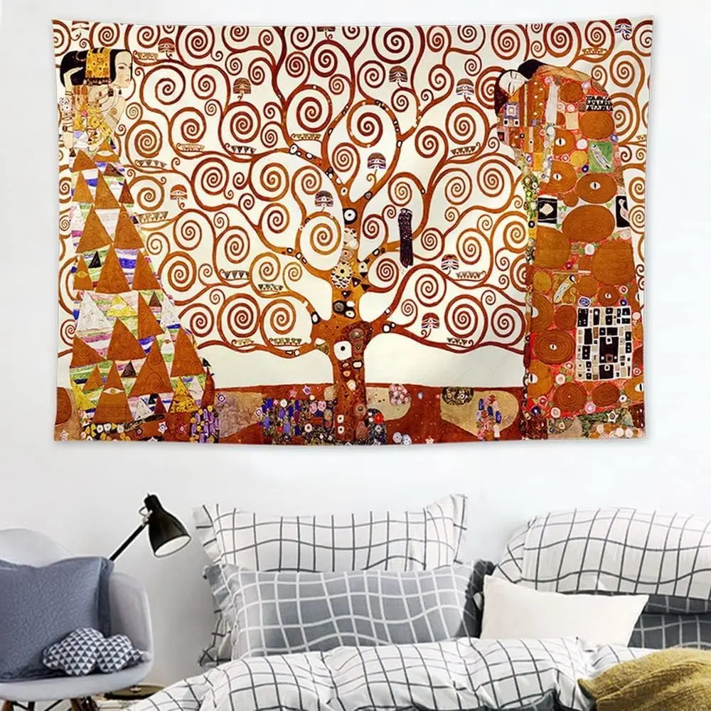 شجرة الحياة، ستوكليت فريز، 1905 بقلم غوستاف كليمت لوحة زيتية نسيج جدار الفن غرفة نوم خلفية ديكور المنزل المعلق، #2