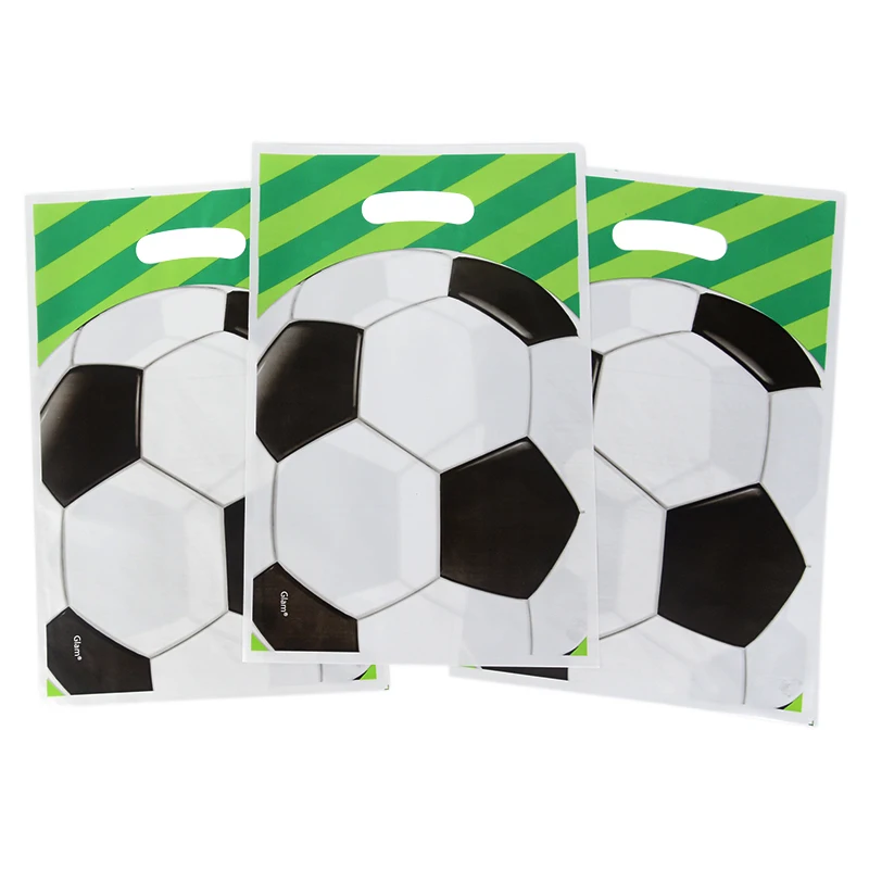 6/10/20/25/50pcs Soccer Party Favors Bag Football Theme Candy Bags with Twist Ties Gift Packaging Bags Kids Birthday Party Decor