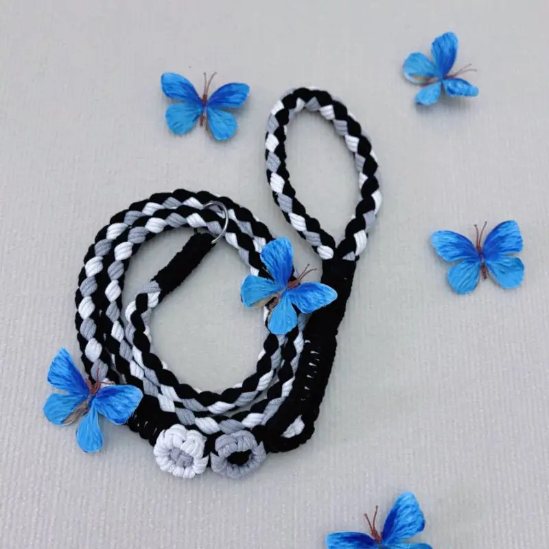 編組コットン犬用リード – 手織りロープ、安全な合金バックルと快適なハンドル、小型犬、中型犬、大型犬用、トレーニング用リード