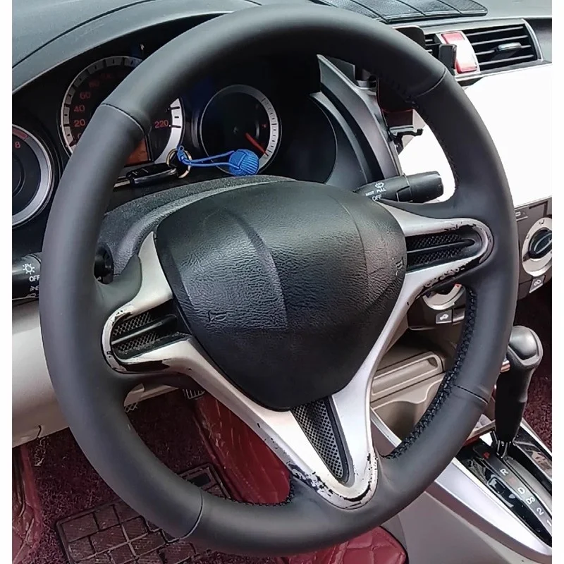 Microfiber Leather Car Steering Wheel Cover For Honda Fit Jazz City 2009-2013 Insight 2010 2011 2012 2014 Car Accessories