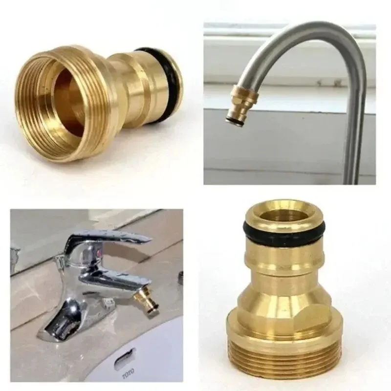 1/2/4Pcs Brass Tap Connector Universal Faucet Adapter, Kitchen Basin Mixer Tap to Garden Water Hose Quick Connect Fitting