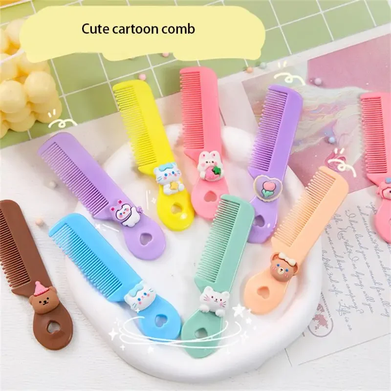 Cartoon Comb Portable Mini Cartoon Baby Rounded Comb Teeth Round Head Smooth Handle Color Toddler\'s Head Comb for Children