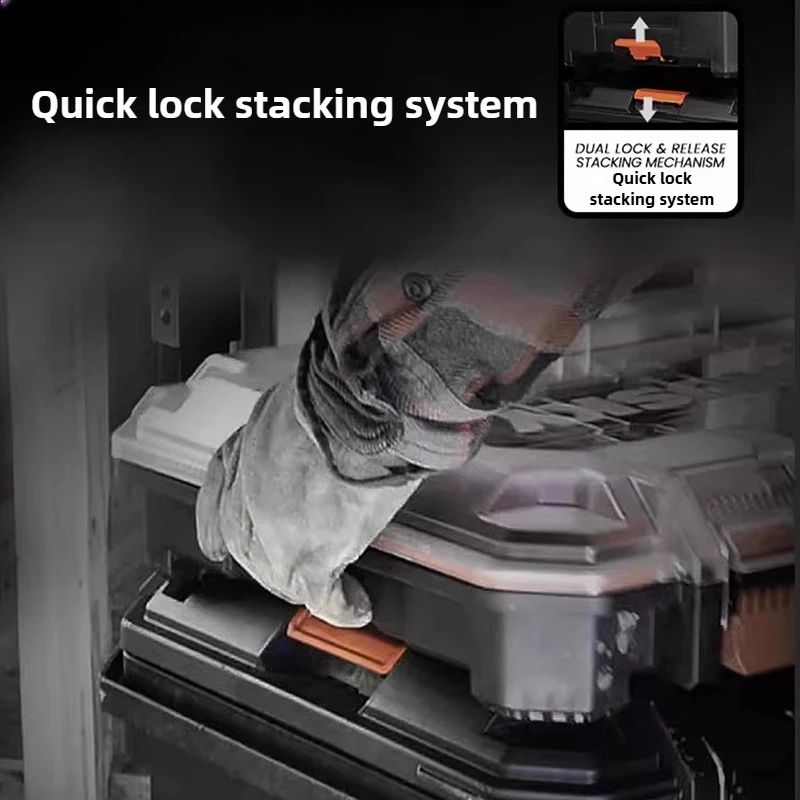 Stacking Tie Rod Toolbox Waterproof Hardware Tool Storage Case Multi-function Large Capacity Tools Organizer Toolkit with Wheels