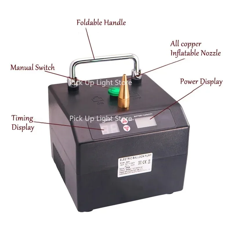 110-240V Balloon Electric Air Pump 5 Inch Magic Round Balloon B231-3.0 High Pressure Type Single Hole Long Balloon Inflator Tool