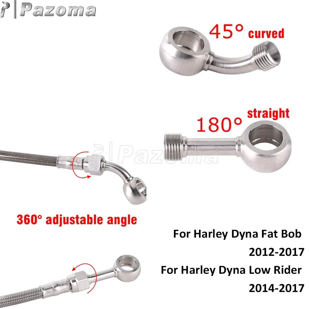 45 °   180 °   0 °   دراجة نارية اسطوانة البانجو دراجة نارية خرطوم الفرامل كابل الخط الهيدروليكي ل هارلي دينا فات بوب FXDF منخفضة رايدر FXDL ABS