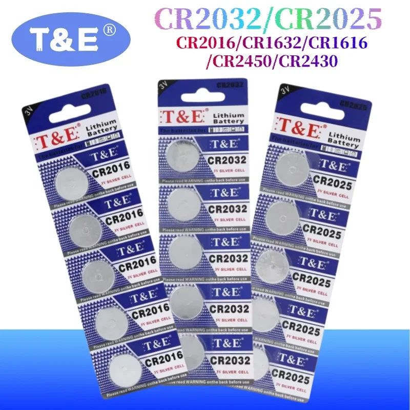

NEW Arrival 5PCS CR2032 Battery CR2025 CR2016 batteria CR1632 CR1616 CR2450 CR2430 Lithium Battery For Watch Car Key Remote