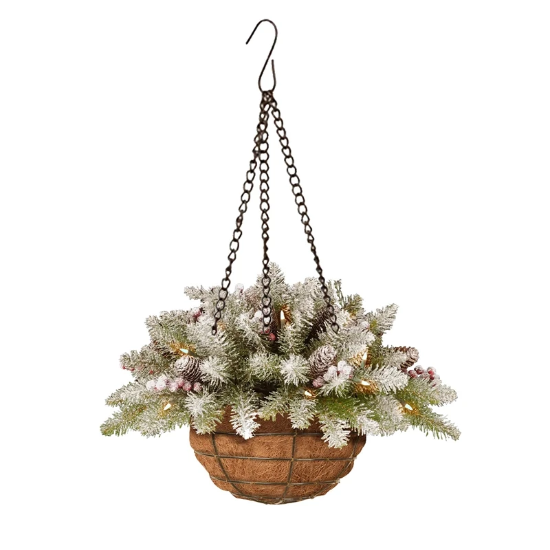 Artificial Christmas Hanging Basket,Decorated,Berry Clusters, Christmas-Collection Decor B