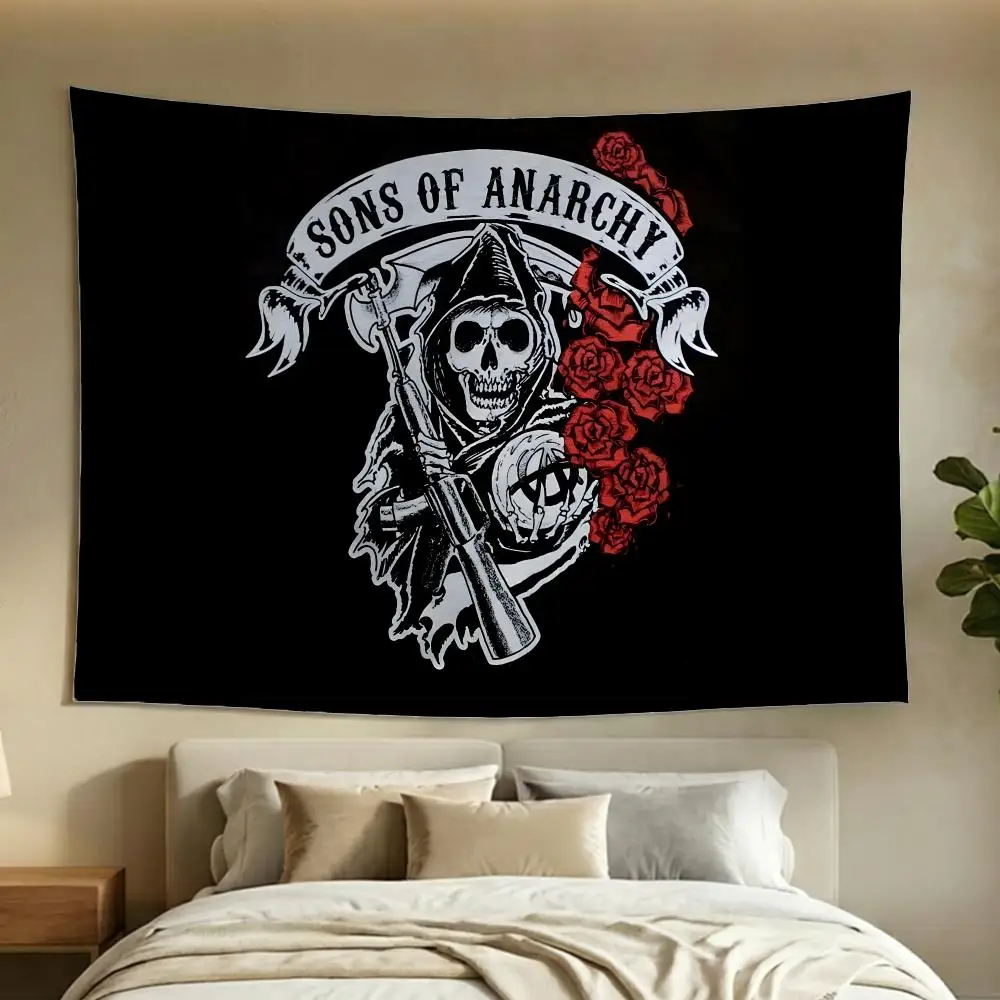 Series Biker Drama Sons Of Anarchy Tapestry Washable Soft Daily Wall Hanging Decor for Living Home Room Bedroom