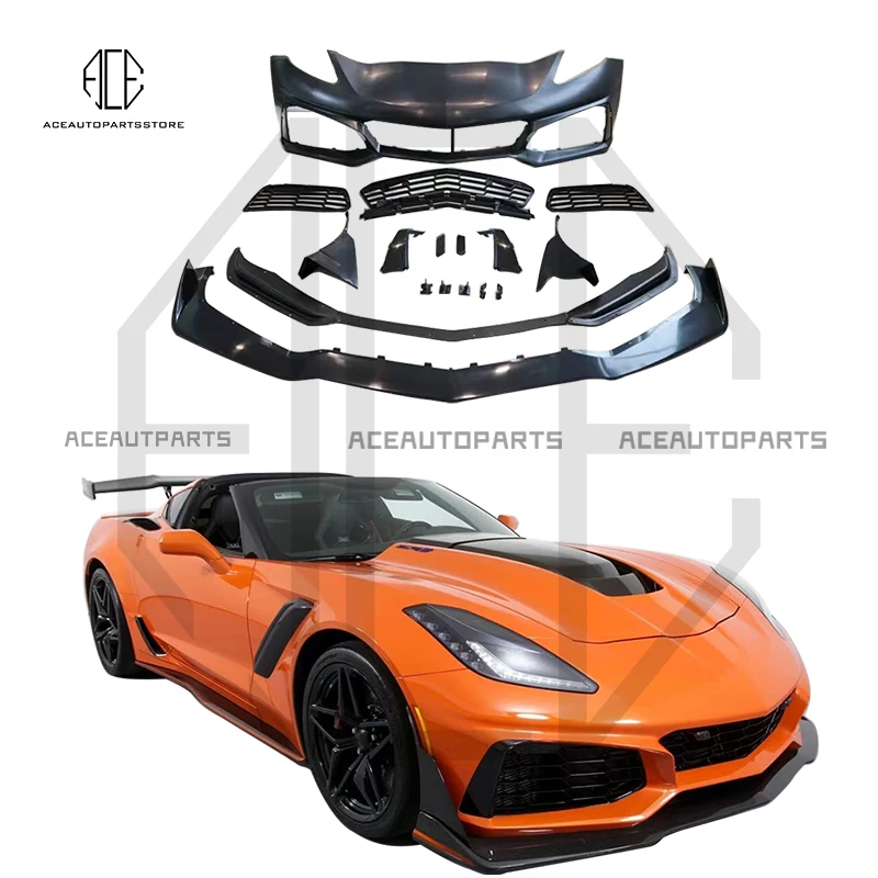 ZR1 Body Kit Автомобильный передний бампер, диффузор для Chevrolet Chevy Corvette C7, модернизированный комплект 2014-2019