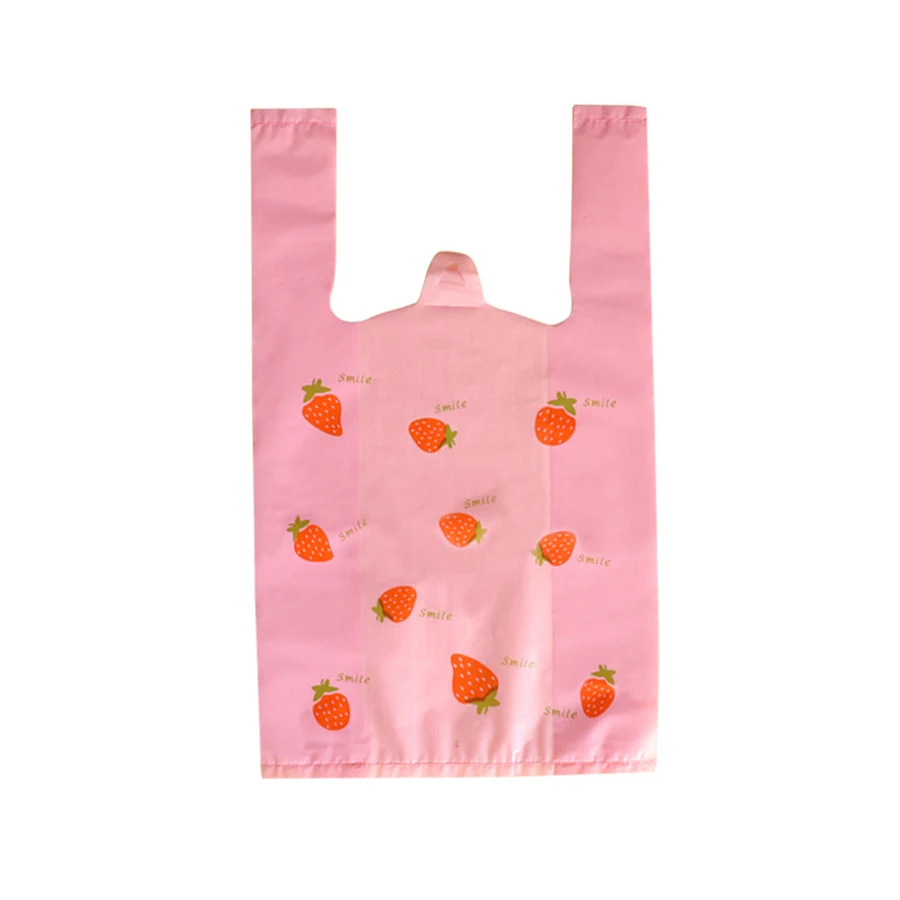 50pcsFolding Shopping Bag Storage Bag Strawberry Handbags Tote Bag Waterproof Eco-Friendly Tote Pouch Women Organizers