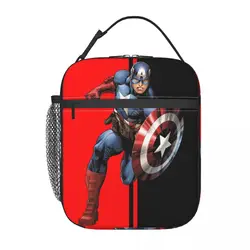 Custom Captain America Resuable Lunch Box Women Waterproof Cooler Thermal Food Insulated Lunch Bag School Children Student