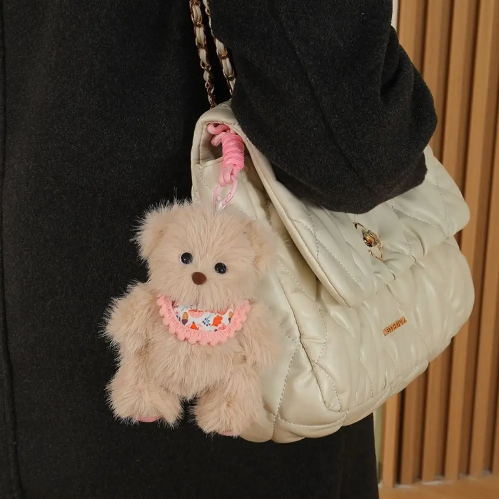 Paquete de Material babero oso colgante de felpa DIY muñeca de dibujos animados DIY Material colgante paquete de juguetes hecho a mano babero oso muñeco de peluche