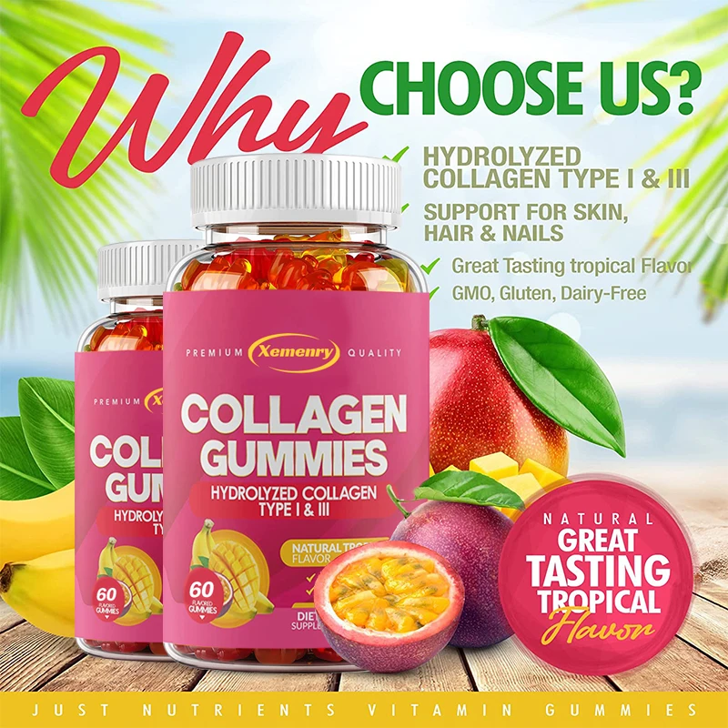 Collagen Gummies - Supports Healthy Hair, Skin and Nails, Anti-aging