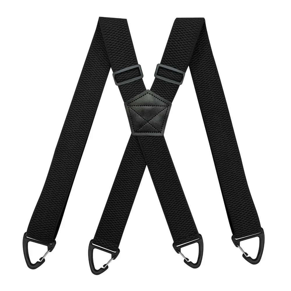 Robuste Hosenträger für Herren, Arbeit, Biker, Outdoor, 3,8 cm Breit, X-Rücken, Mit 4 Karabinerhaken, Verstellbare Elastische Ho