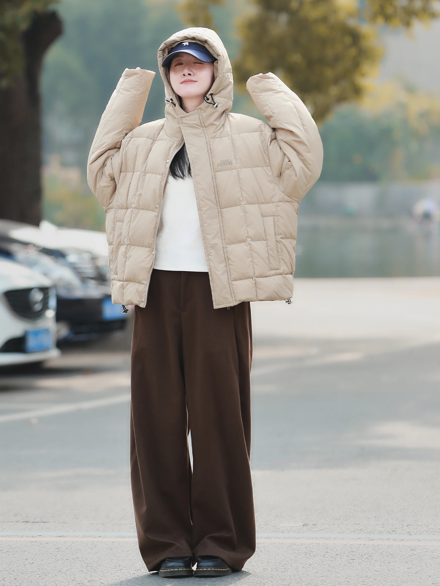 

Зимний теплый 90-белый ду-пуховик Jaet, женский топ в клетку с принтом, небольшой размер для студентов и пар