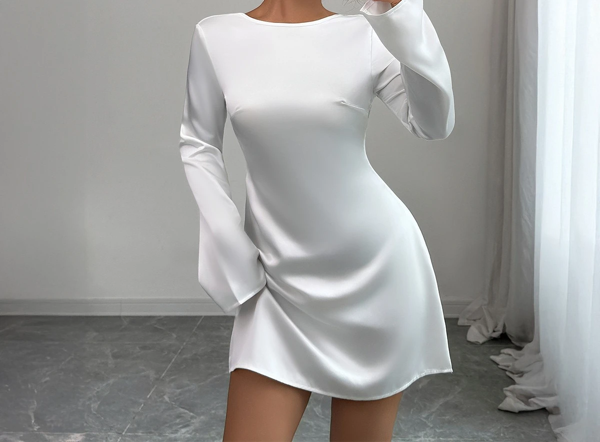 

Party Backless Long Sleeved Short Skirt Dress for Women Autumn/winter 2025