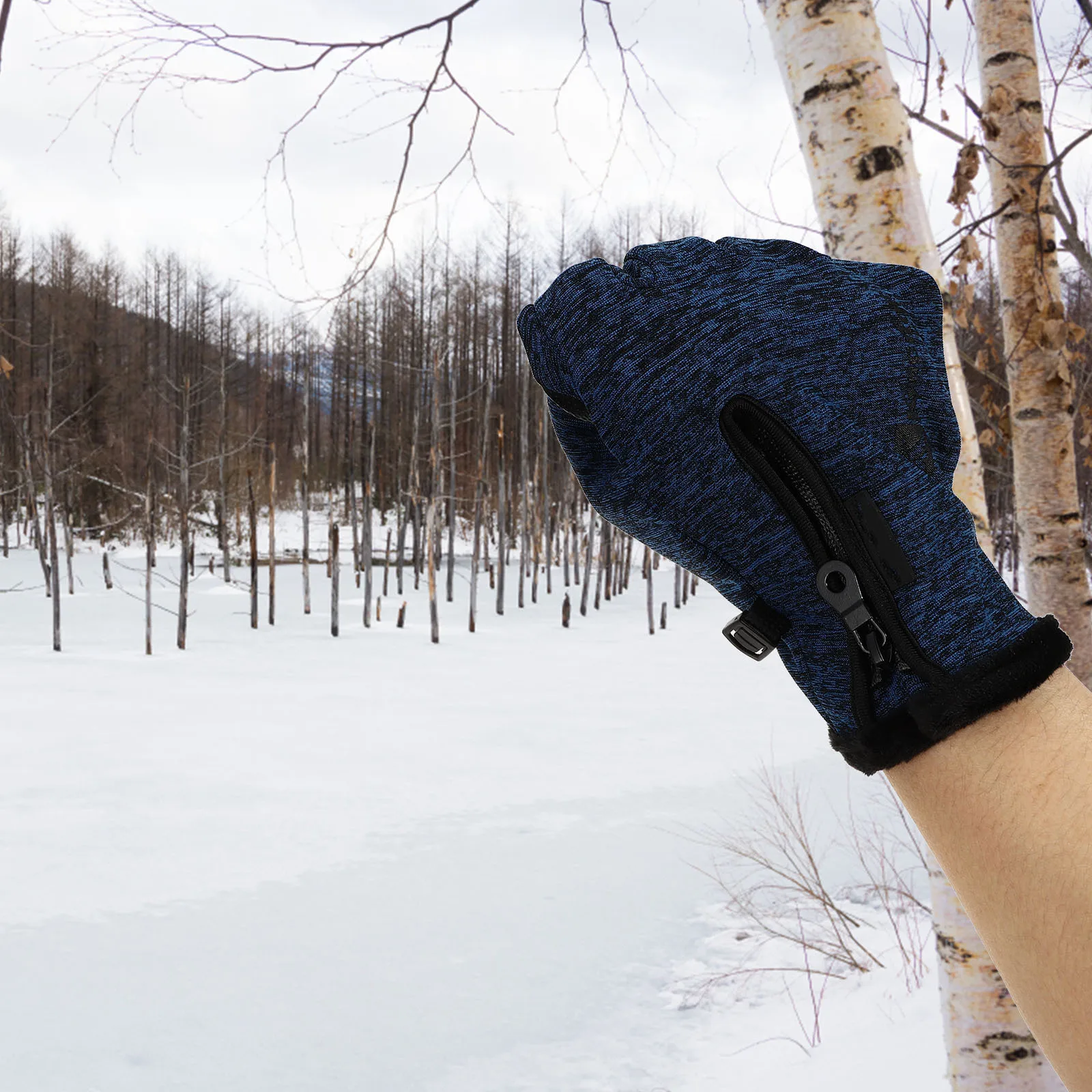 

1Pair Warm Fleece Thermal Gloves Windproof Waterproof Full Finger Elastic Wrist for Cycling Skiing Driving Outdoor Sports Winter