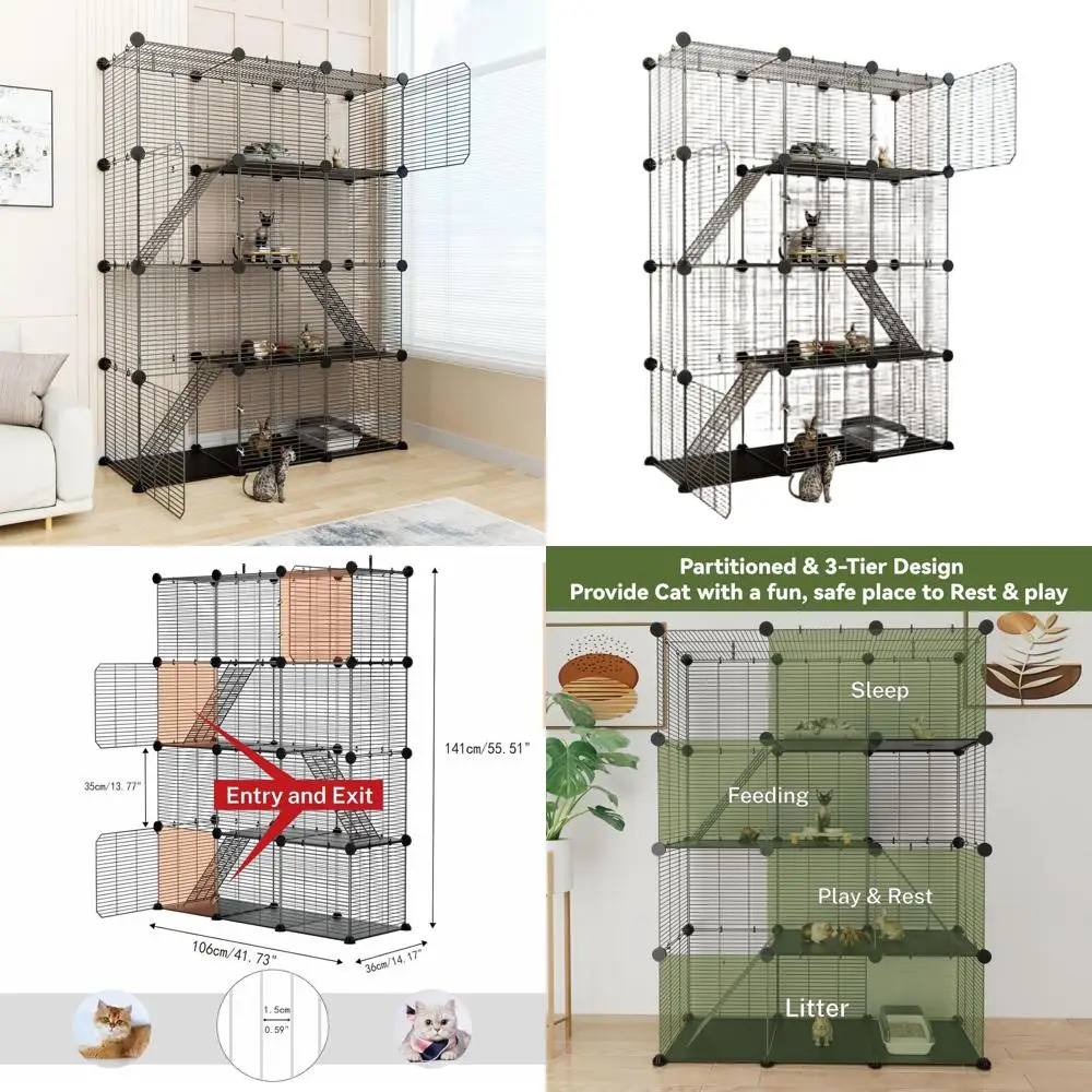 

Indoor Large Wire Cat Enclosure, DIY Playpen for Multiple Cats, Rabbits, Ferrets, and Small Pets