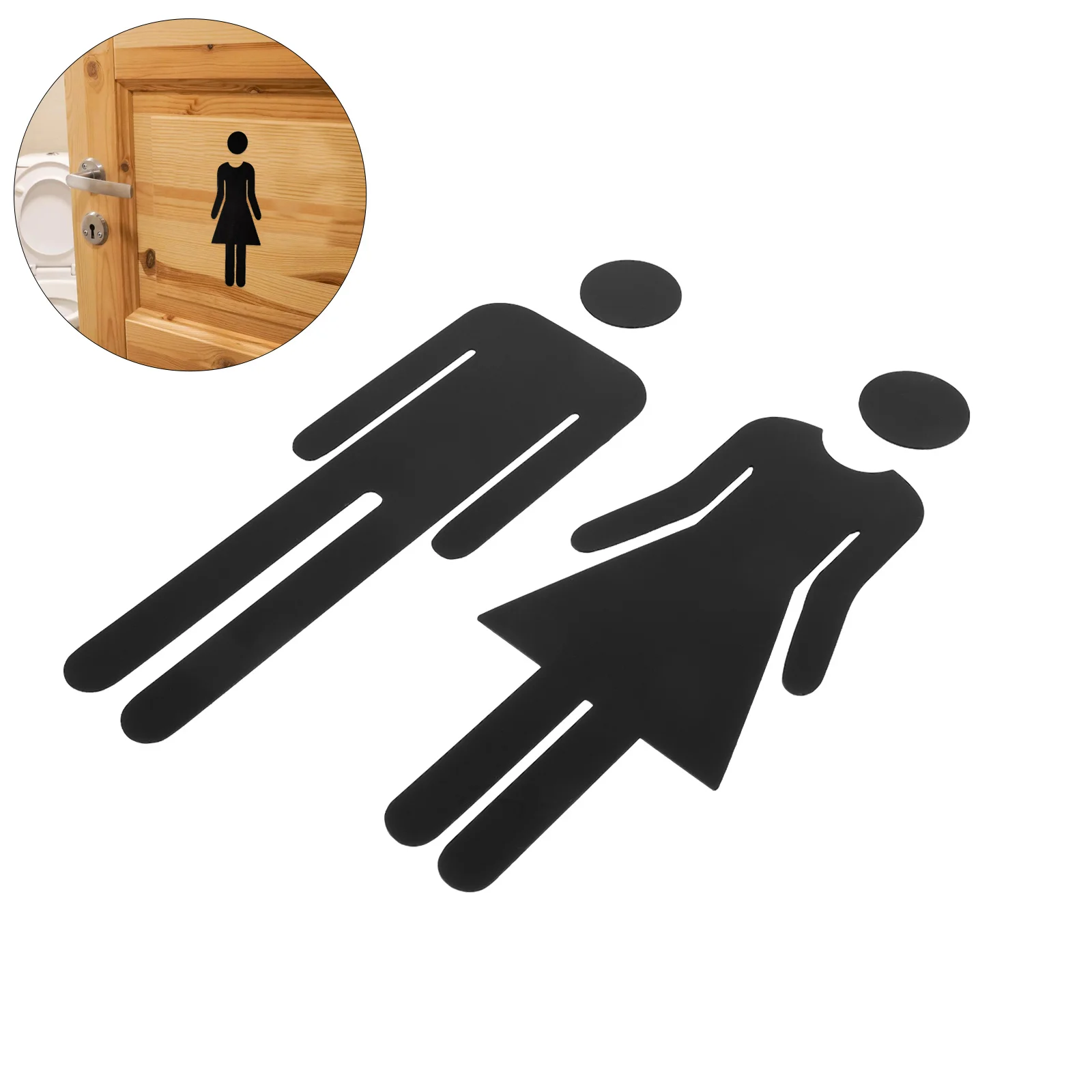 

6Pairs Unisex Bathroom Sign Acrylic Men Women Toilet Door Sign Self Adhesive Restroom Identification Plaque Office Business