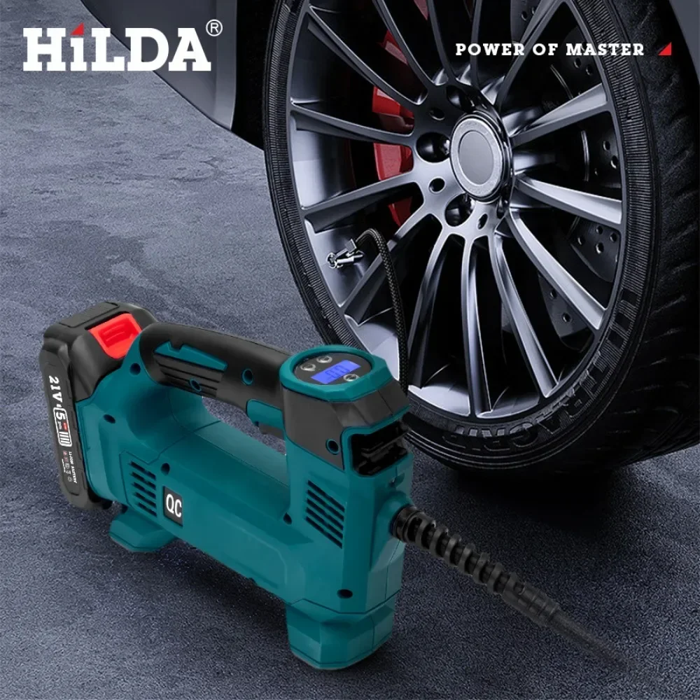 18V Powered Cordless Electric Air Pump Electric Inflator Car Tire Air Compressor Inflatable Pump for Makita 18V Battery