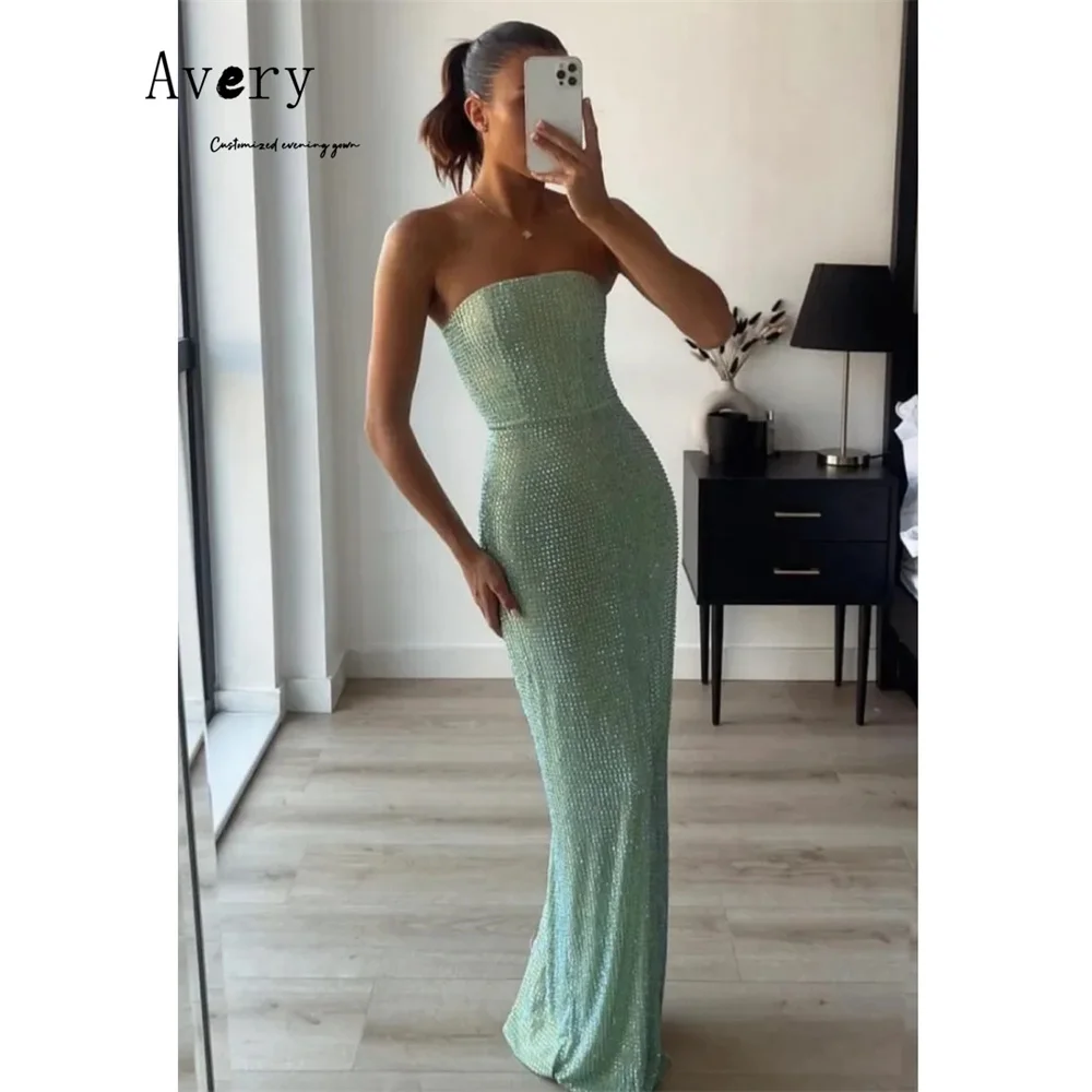 

Avery Customized Shiny Fishtail Sleeveless Rhinestones Elegant Party Evening Dresses 2025 Woman Luxury Evening Dress Women's