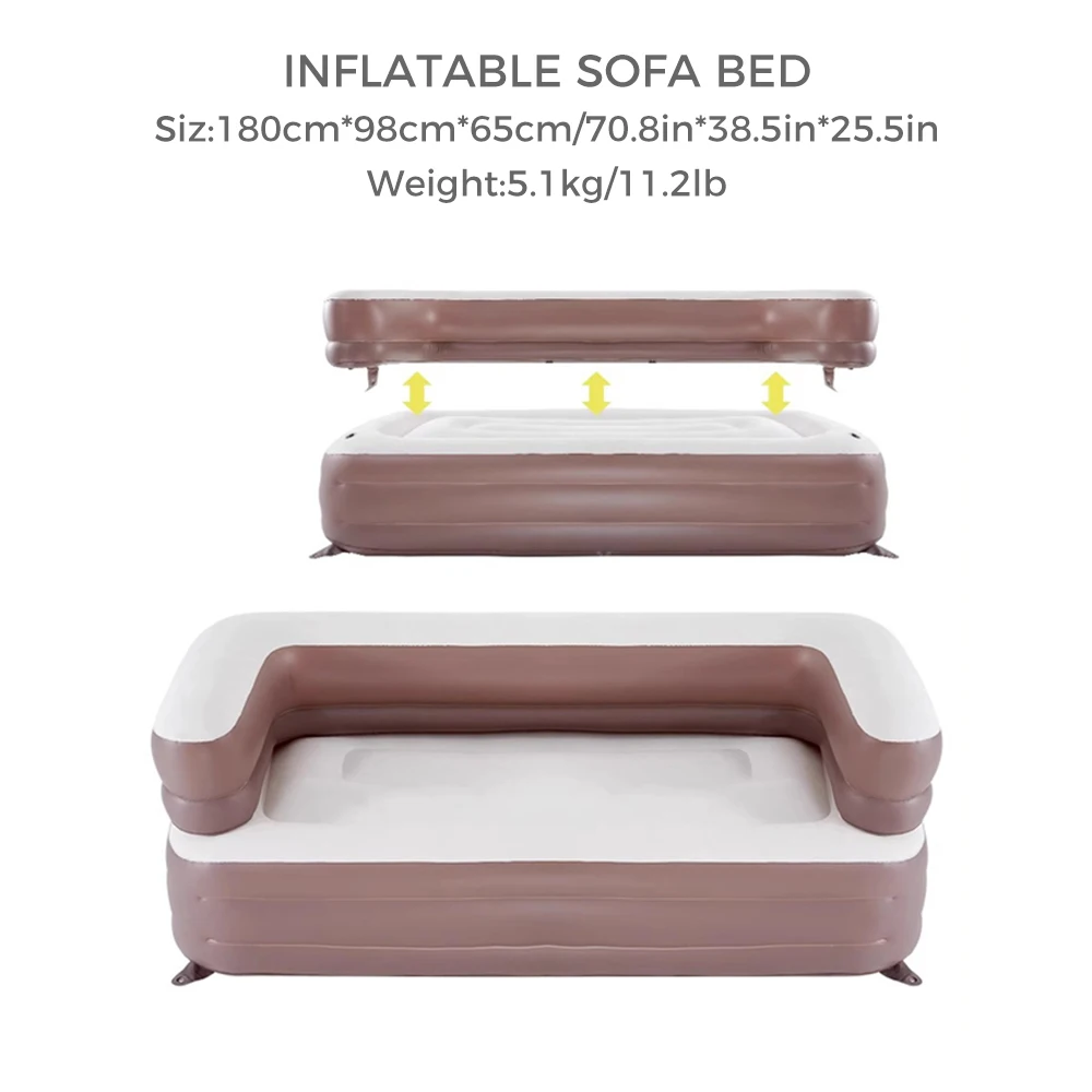 Waterproof and Wear-Resistant Outdoor Inflatable Sofa Bed Luxury Flocked PVC Mattress for Camping Beach Home Use