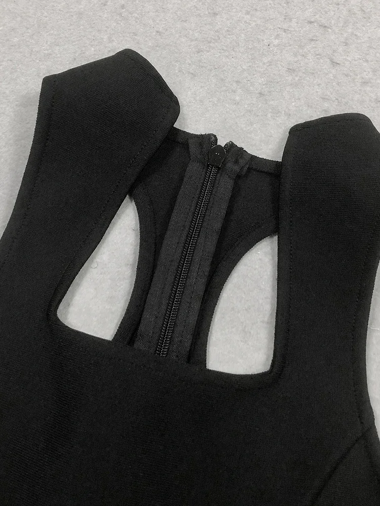 Sexy Sleeveless Cut-out Mini Bandage Dress Women Black Backless Hollow Out Bodycon Dresses Elegant Evening Party Cocktail Club