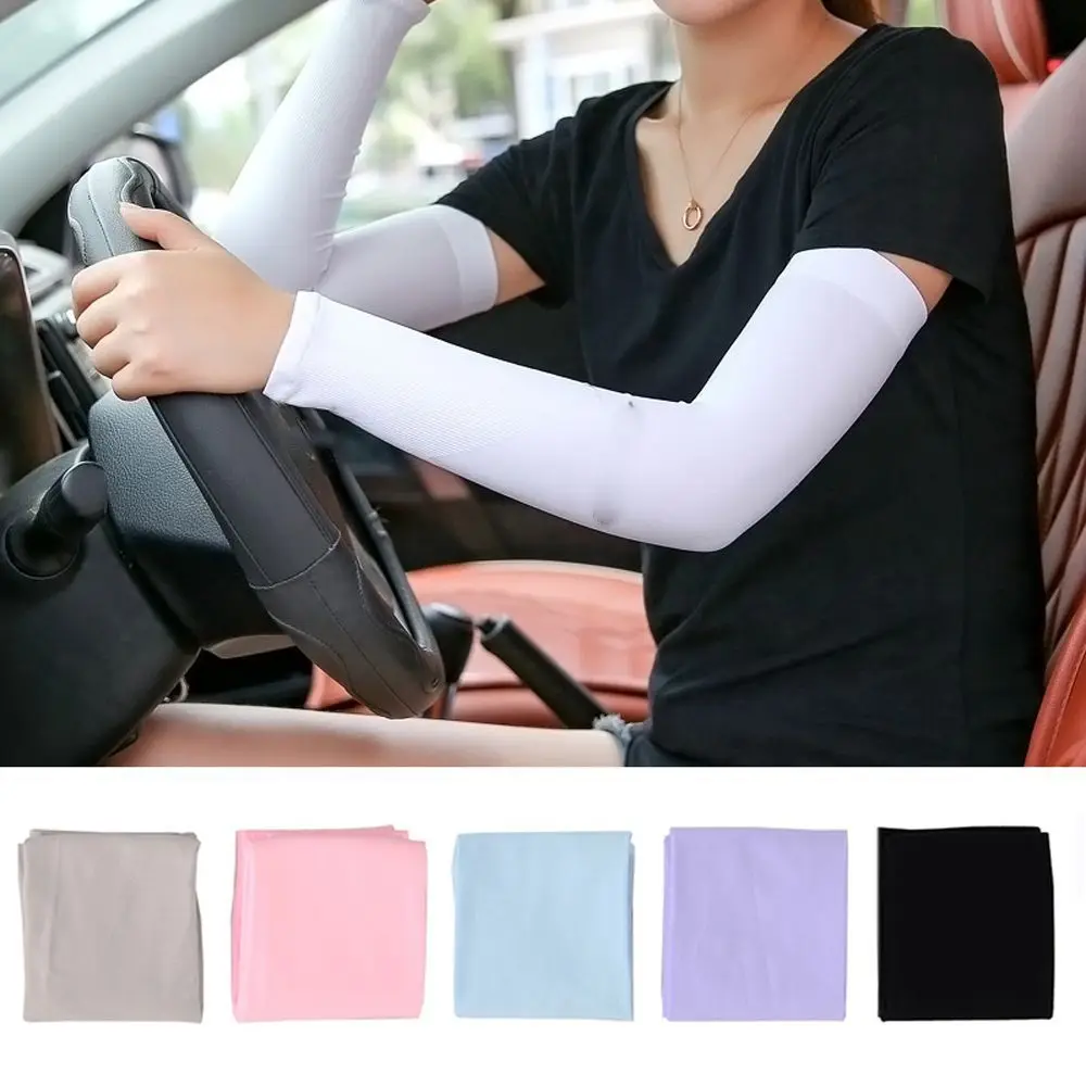 Mulheres's Fingerless Driving Sleeve Arm Warmers, Anti UV, Proteção Solar, Gelo, Protetor Solar