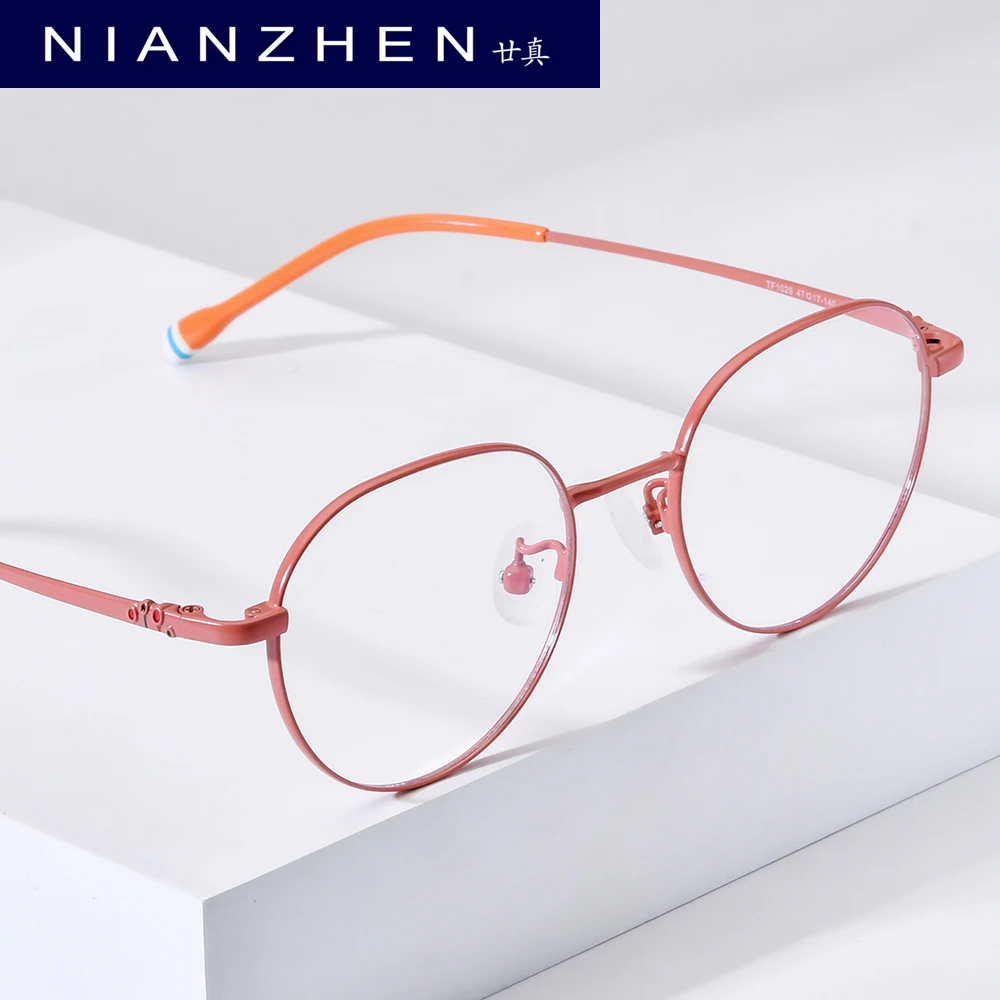 NIANZHEN Ultralight Titanium Alloy Teenage Eyeglasses Round Brand Design Student Glasses Frames Kids Eyewear Spectacles NZ1029