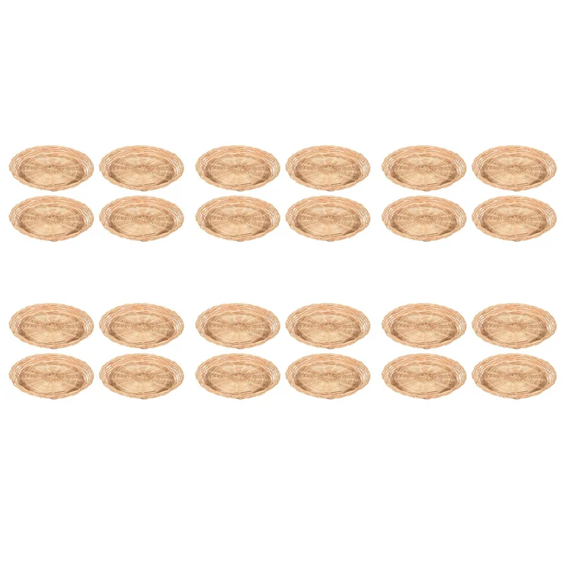 

【Superdeals】24 Pcs Bamboo Paper Plate Holder - 10 Inch Round Woven Plate Holder, Reusable Paper Plate Holders For Picnic Party