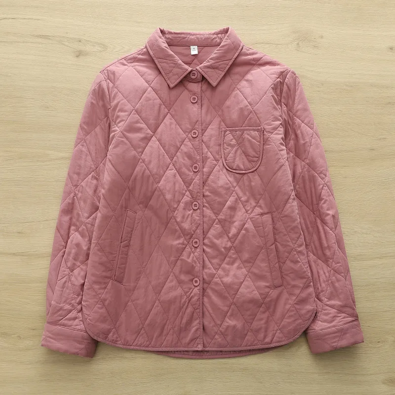 Nuova camicia a maniche lunghe imbottita in cotone invernale 20225, colletto rovesciato da donna rombo, camicetta allentata calda per pendolari Mori Girl T5D447CC