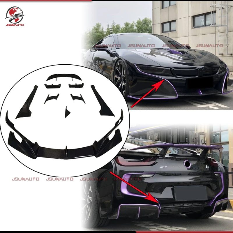 

JS Style Carbon Fiber Front Diffuser Side Skirts For bmw i8 External Accessories Rear Spoiler Trunk Lip Premium Car Trims