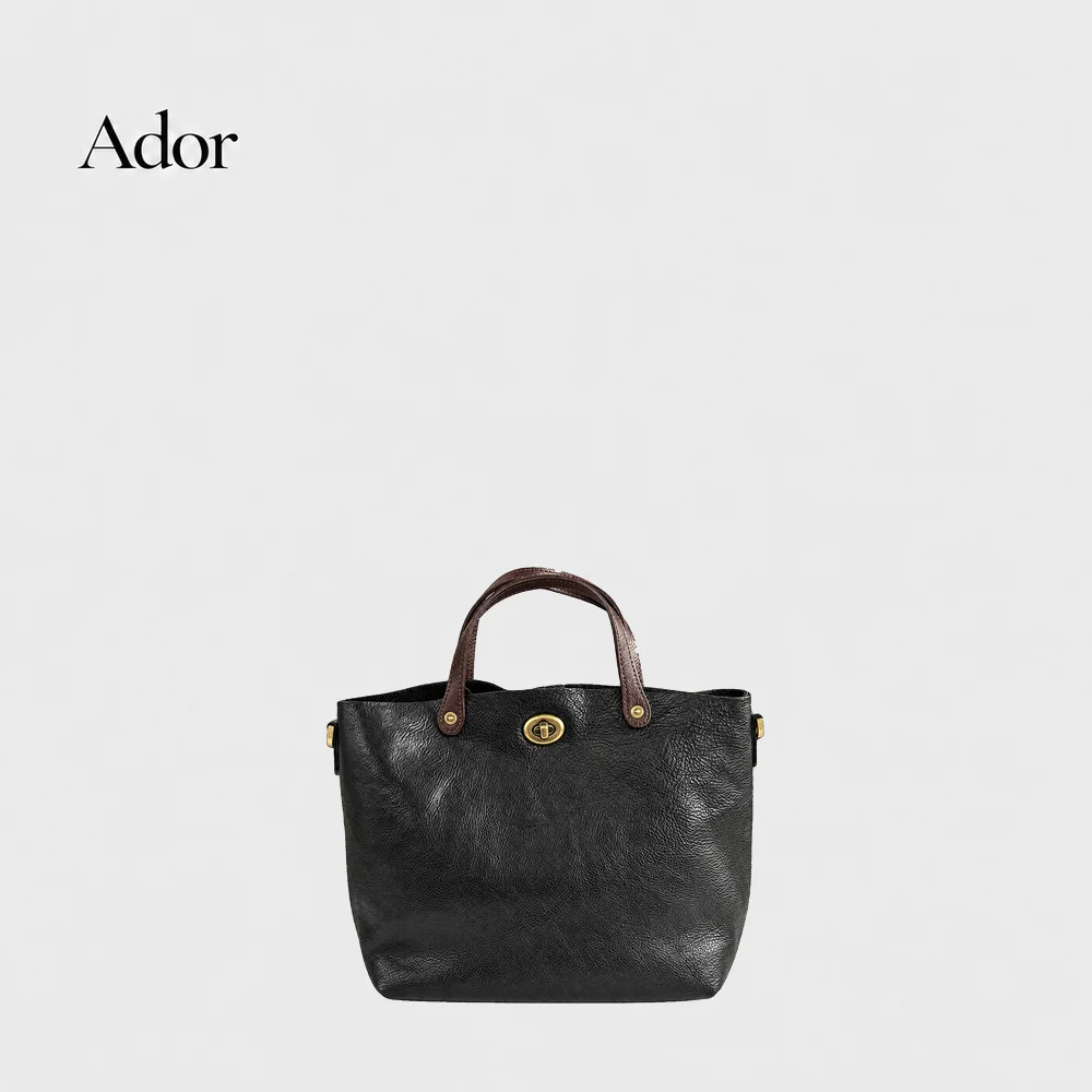 Genuine Leather Tote Bag for Women Large Capacity Top Handle Handbag Turn Lock Shoulder Bag for Work Shopping Travel