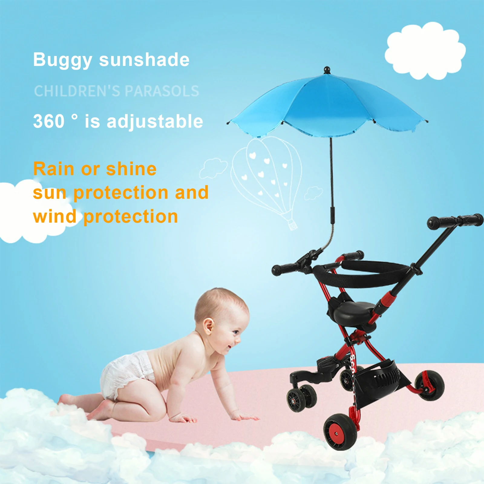 Stroller Accessories UV Protection Sunscree Baby Umbrella Rainproof For Patio Chair Beach Chairs Wheelchairs Carts