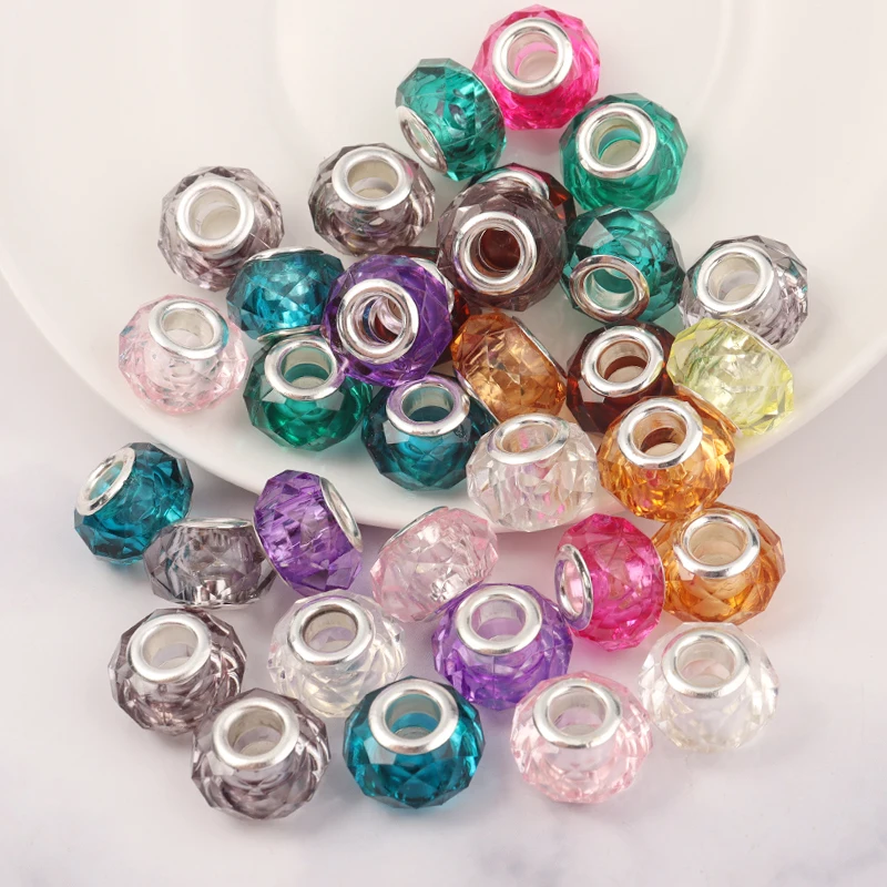 20pcs/Lot Transparent Color Faceted Resin Beads Big Hole Spacer Loose Beads for Jewelry Making DIY Bracelet Necklace Wholesale image 5
