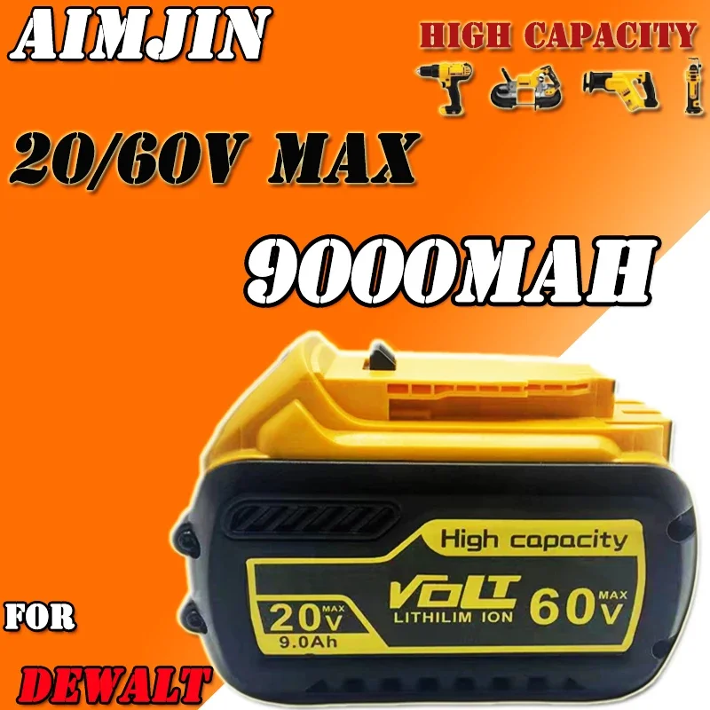 Batterie lithium-ion pour Dewalt, 20V, 60V MAX, 9,0 Ah, DCB609, DCB200, DCB201, DCB609, DCB182, DCB204