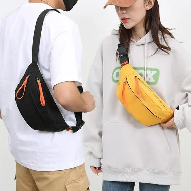 

Mobile phone storage double zipper simple wear-resistant one shoulder slant hang bag leisure sports boy crossbody bag