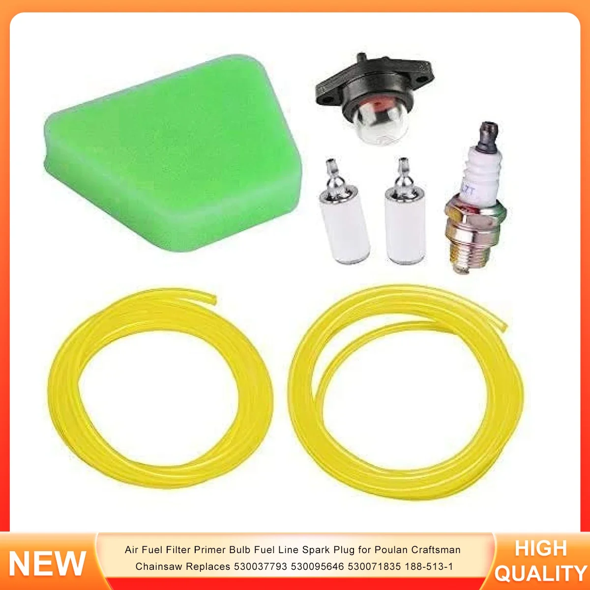 

Air Fuel Filter Primer Bulb Fuel Line Spark Plug for Poulan Craftsman Chainsaw Replaces 530037793 530095646 530071835 188-513-1