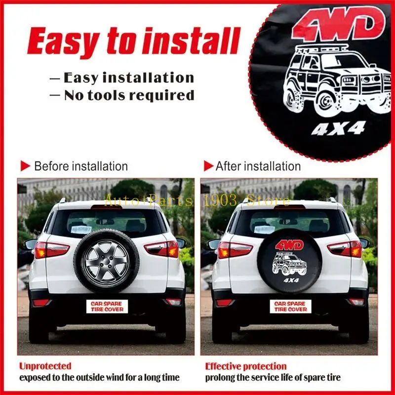 

E21C Spare Wheel Bag Waterproof for Sun 4 Season Protective Cover PVC Leather Tote Protector for Case 14" 15" 16" 17" for Car