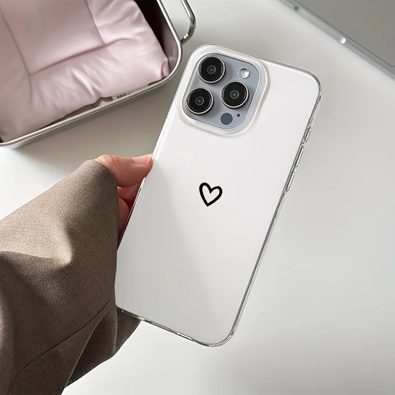 Minimal Black Heart Acrylic Phone Case For Samsung Galaxy S26 S25 S24 S23 Plus Ultra A57 A17 A27 A56 A55 A37 A36 A06 A07 Cover