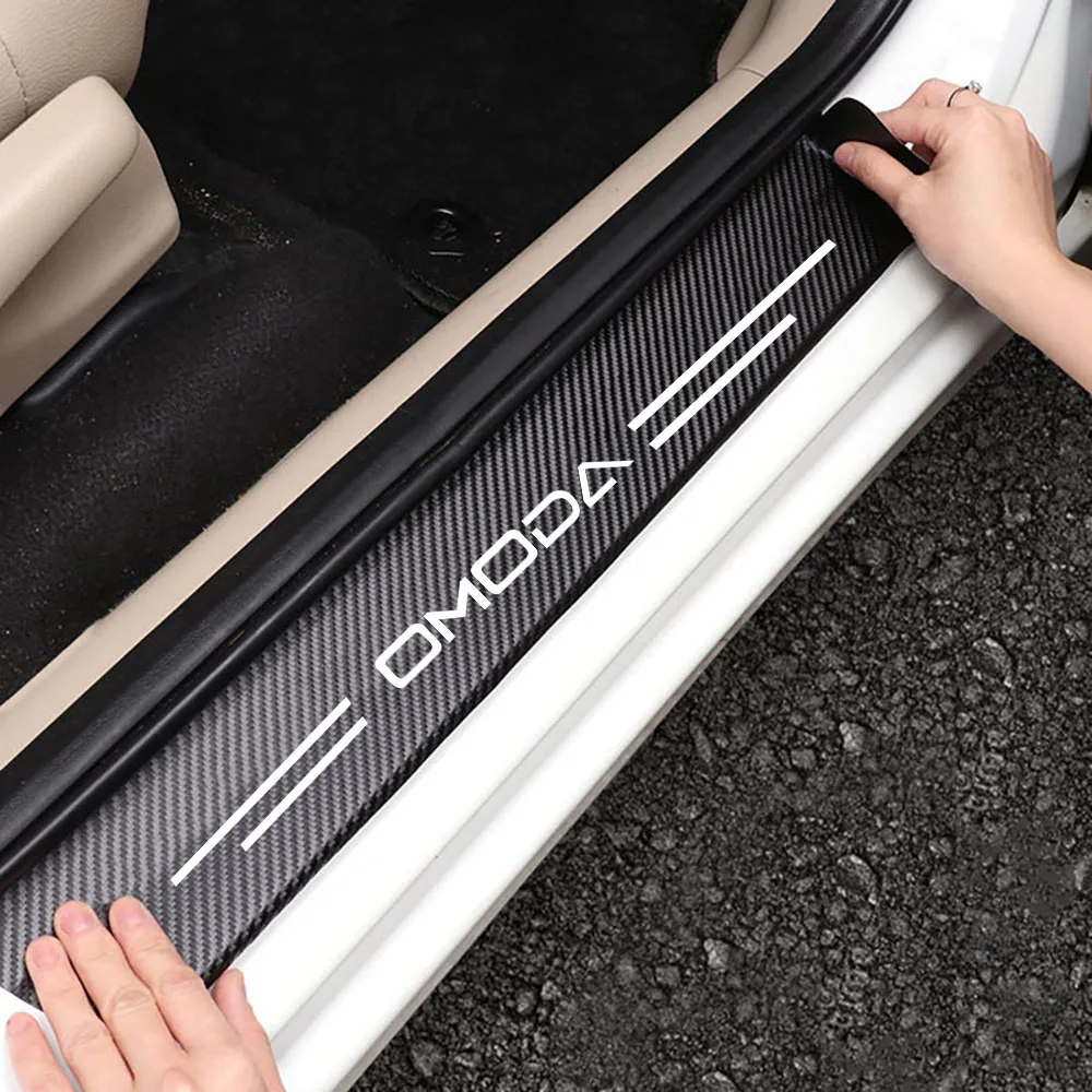 4 PCS Carbon fiber car door sill stickers Auto Threshold stain-proof strip for Chery Omoda 5 GT C5 GT S5 E5 O5 GT A9 Omoda 7