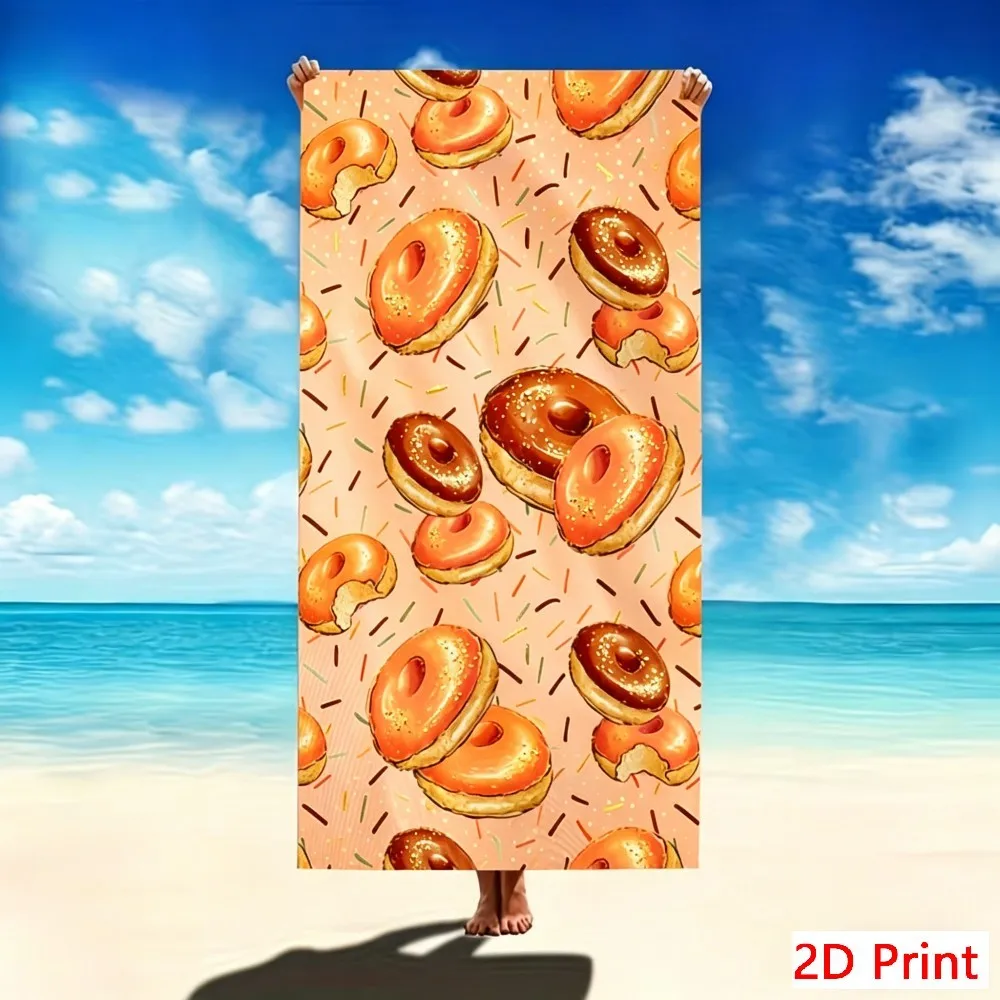 Unique Donut Pattern Microfiber Beach Towel Large Pop Art Bath Sheet Oversized Quick Dry Swim Towel Fashion Summer Holiday Mat
