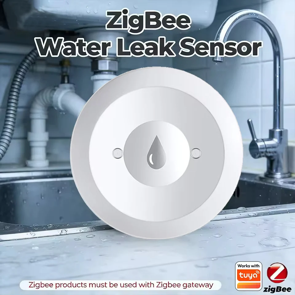 ZigBee Smart Water Leak Sensor Water Overflow Level Detector Security Alarm System Flood Leakage Sensor Work with Tuya APP